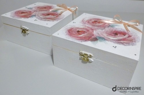 Dekoracyjne pudełka - decoupage róże
