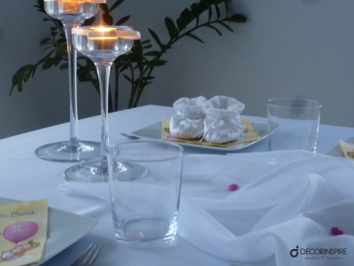 Urodziny dziecka dekoracja stołu ozdoby świeczki chrzciny