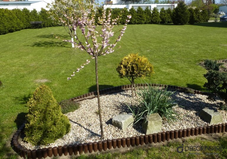 Ogród Ogród drzewko krzewy zieleń wiosna kamyczki ogrodowe
