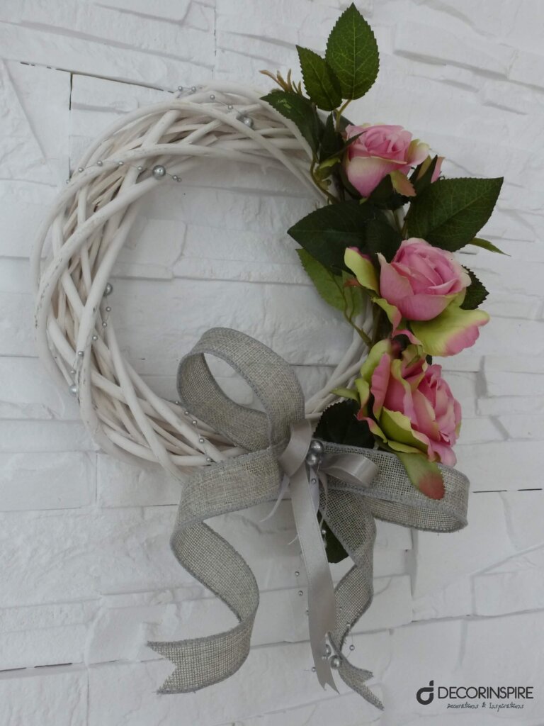 Dekoracyjne wianki dekoracyjny wianek różowe róże