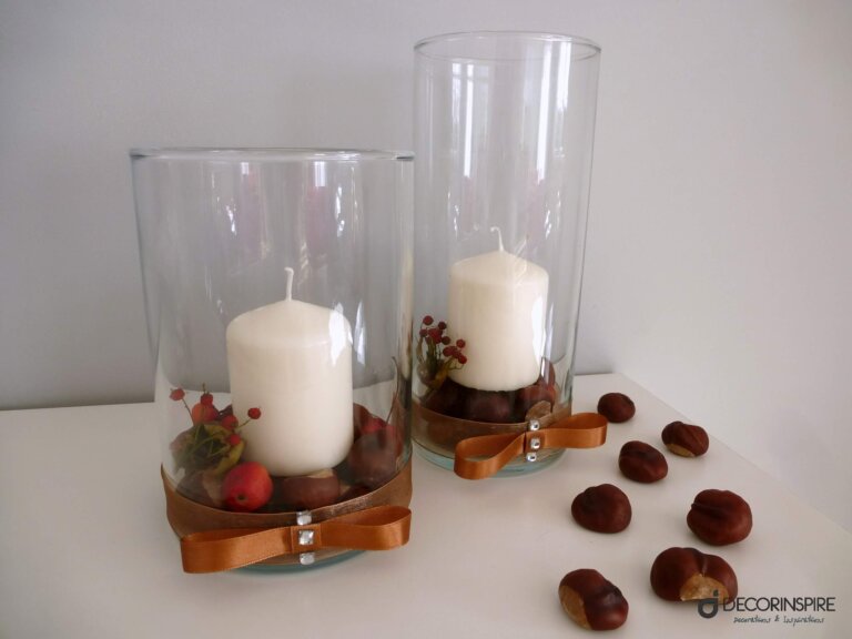 Dekoracyjne świeczniki świecznik w szkle kasztany