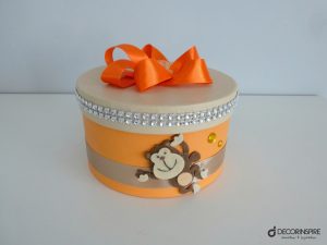 Dekoracyjne pudełko beżowo-pomarańczowe