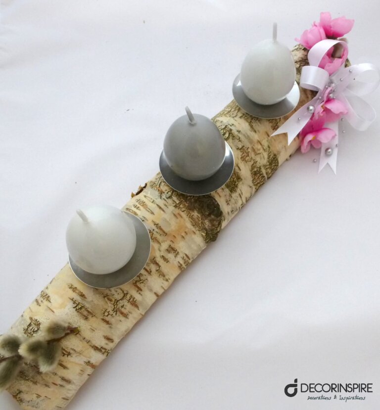 Dekoracje wielkanoc stroik Wielkanoc dekoracja na drewnie brzoza świeczniki